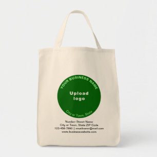 Green Round Shape Business Brand on Grocery Tote Bag
