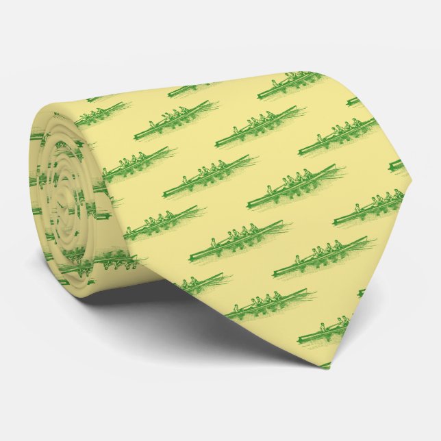 Green Rowing Rowers Crew Team Water Sports Tie (Rolled)