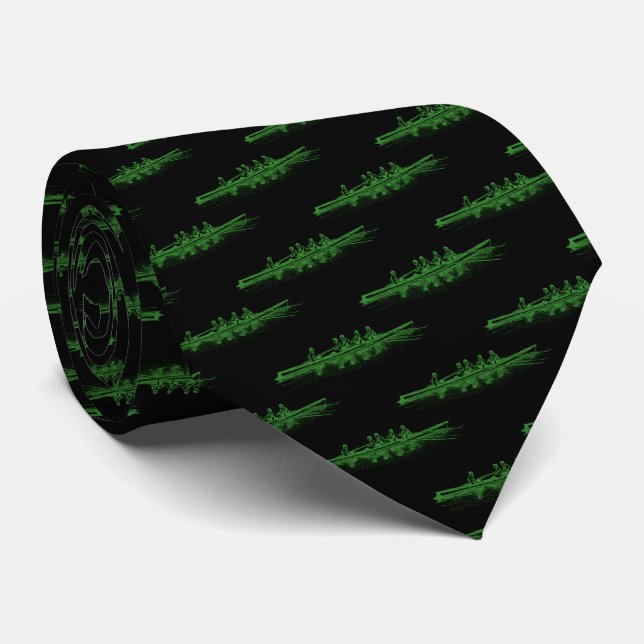 Green Rowing Rowers Crew Team Water Sports Tie (Rolled)