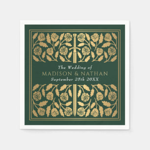 Green Royal Mediaeval Gold Sword Wedding Napkin