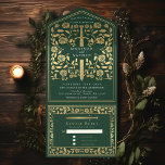 Green Royal Mediaeval Sword Wedding All In One Invitation<br><div class="desc">Celebrate your special day with this Royal Mediaeval Sword Wedding design. The design on the back of the invite is NOT real gold foil. You can customise this further by clicking on the "PERSONALIZE" button.</div>
