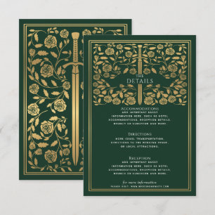 Green Royal Mediaeval Sword Wedding Details  Enclosure Card