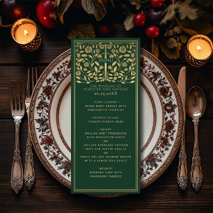 Green Royal Mediaeval Sword Wedding Flat Menu