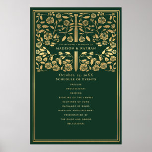 Green Royal Mediaeval Sword Wedding Schedule Poster