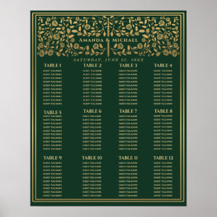 Green Royal Mediaeval Sword Wedding Seating Chart