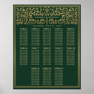 Green Royal Mediaeval Sword Wedding Seating Chart