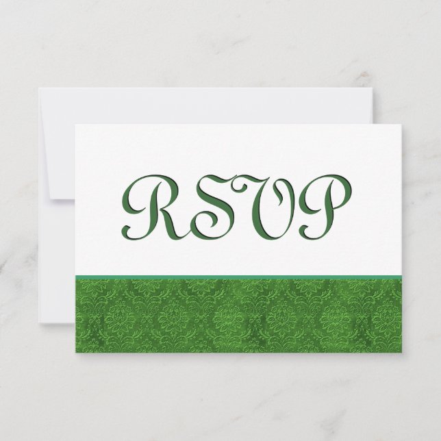 Green RSVP Damask Wedding C103 Card (Front)