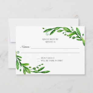 Green rsvp. Greenery response card. Garden wedding