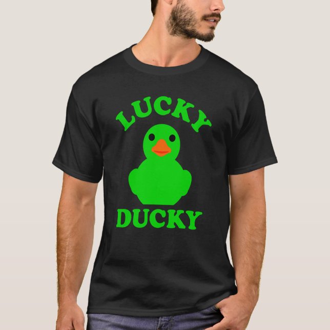 Green Rubber Duck Quack Lucky Ducky Animal Graphic T-Shirt (Front)