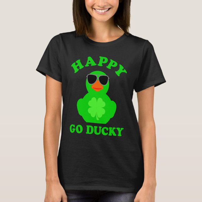 Green Rubber Duck Sunglasses Happy Go Ducky St Pat T-Shirt (Front)