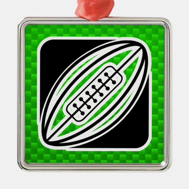 Green Rugby Metal Tree Decoration (Front)