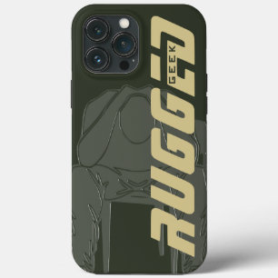 green Rugged Geek Man Holding Head Thinking Man iPhone 13 Pro Max Case