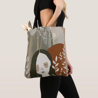 Green Rust Tan Empowering Woman Abstract Tote Bag
