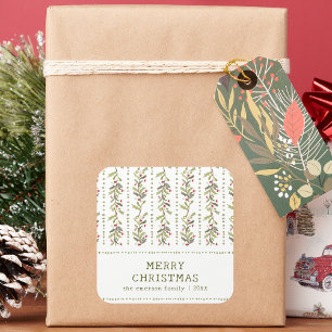 Green Rustic Botanical Christmas Stickers
