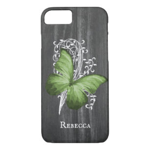 Green Rustic Butterfly Personalised iPhone 8/7 Case