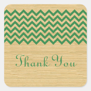 Green Rustic Chevron Thank You Stickers