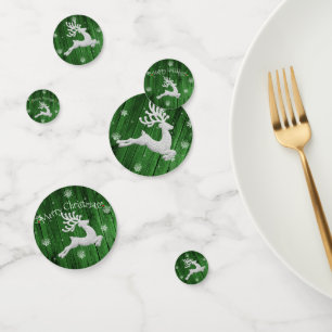 Green Rustic Christmas Reindeer Table Confetti