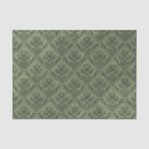 Green Rustic Damask Vintage Wallpaper Tissue Paper