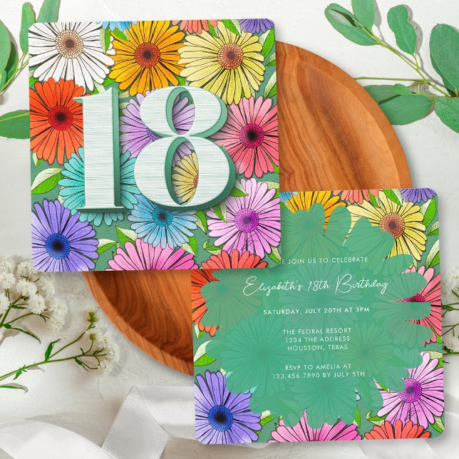 Green Rustic Floral Spring 18th Birthday Party Invitation (Creator Uploaded)