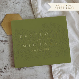Green Rustic Mountain National Park Wedding Guest Book