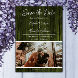Green Rustic Photo Save The Date