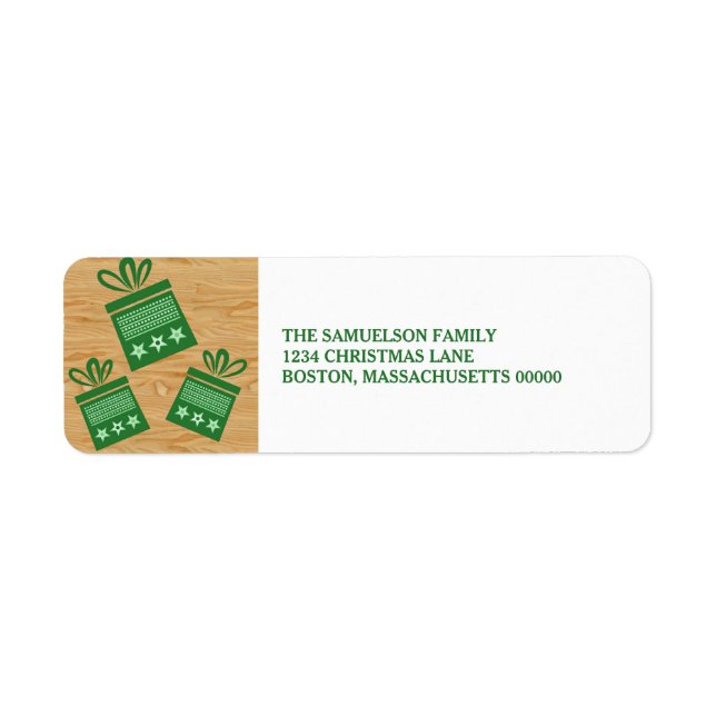 Green Rustic Presents Holiday Address Labels (Front)
