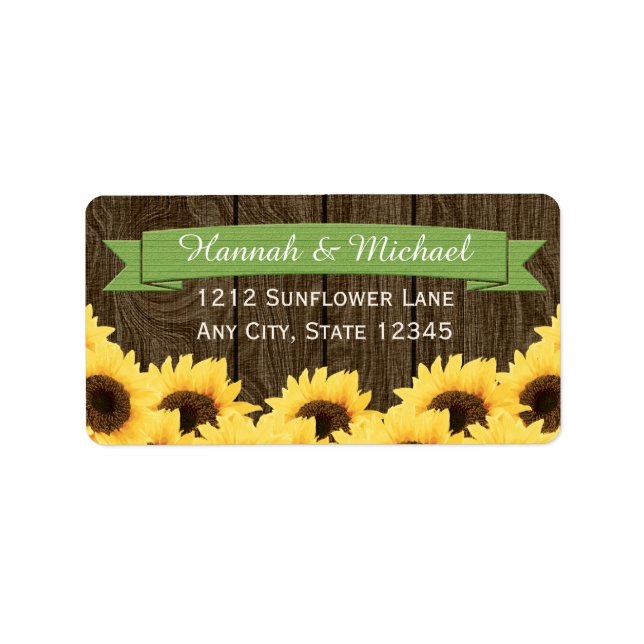 GREEN RUSTIC SUNFLOWER RETURN ADDRESS LABEL (Front)