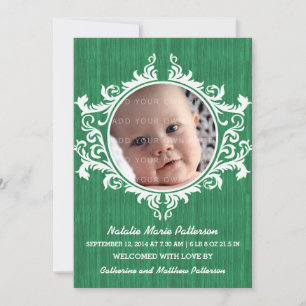 Green Rustic Swirls Baby Announcement