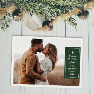 Green Rustic Tree Woodgrain Christmas Photo Card