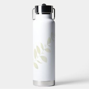 Green Rustic Watercolor Floral Wedding Water Bottle