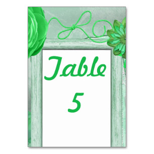 Green Rustic Wedding Table Number