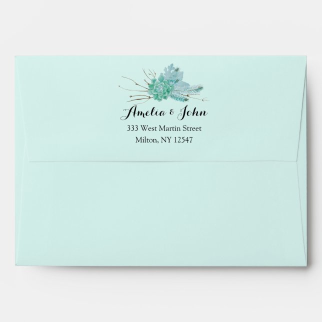 Green Rustic Winter Wedding 5x7 Envelope (Back (Top Flap))