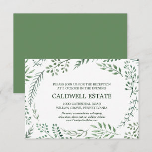 Green Rustic Wreath Wedding Reception Insert Invitation