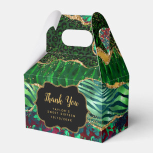 Green Safari Agate Sweet Sixteen Thank You Favour Box
