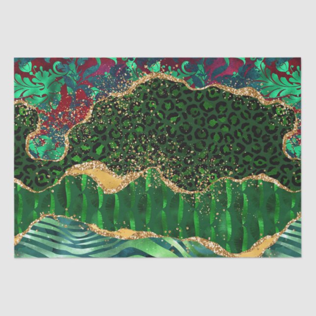 Green Safari Animal Print Agate Tissue Paper (Front)