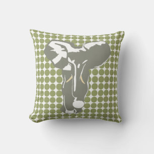 Green Safari Dot with Pop Art Elephant Cushion