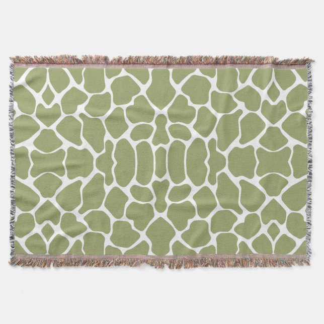 Green Safari Giraffe Throw Blanket (Front)