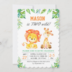 Green Safari Jungle 1st Boy First Birthday Party Invitation