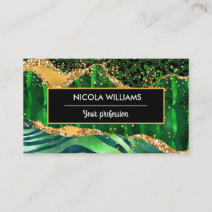 Green Safari Jungle Animal Print Agate Business Card