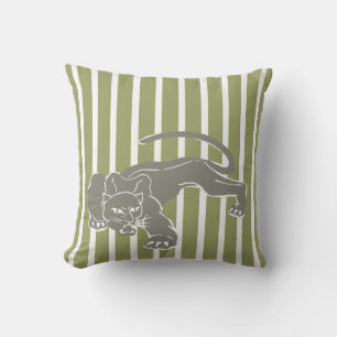 Green Safari Stripe Pillow with Leopard