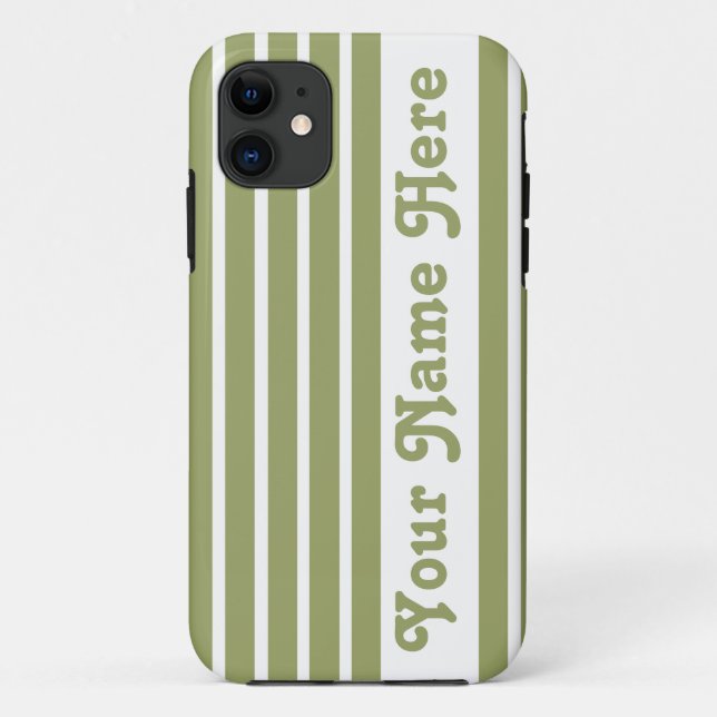 Green Safari Stripe with name Case-Mate iPhone Case (Back)