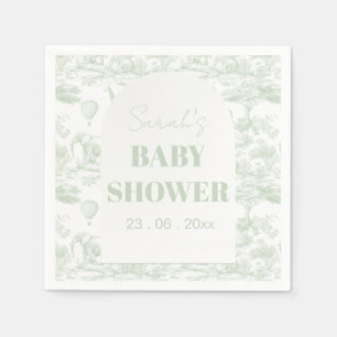 Green Safari Toile D Jouy Jungle Theme Baby Shower Napkin