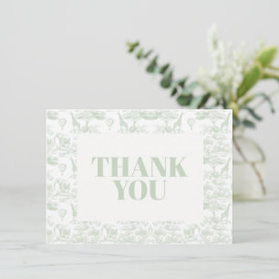 Green Safari Toile D Jouy Jungle Theme Baby Shower Thank You Card