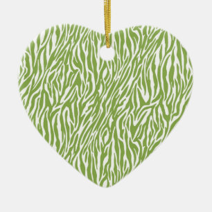 Green Safari Zebra Print Ceramic Tree Decoration