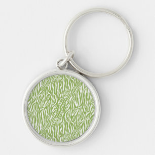 Green Safari Zebra Print Key Ring