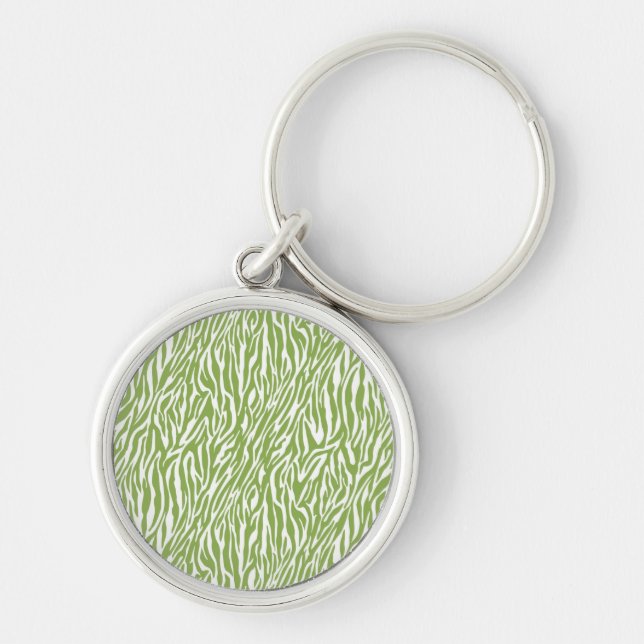 Green Safari Zebra Print Key Ring (Front)