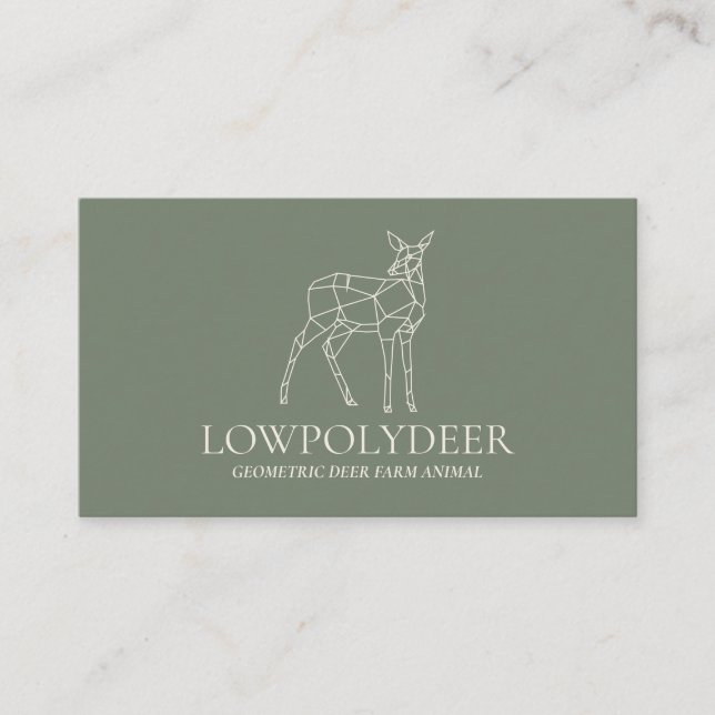 Green Sage Animal Lowpoly Deer Business Card (Front)