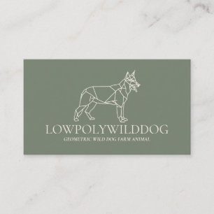 Green Sage Cream Animal Lowpoly Wild Dog Business Card