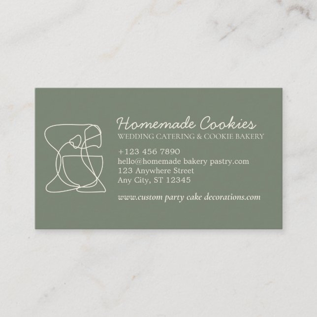 Green Sage Cream One Side Food Bakery Cook Business Card (Front)