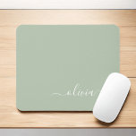 Green Sage Girly Script Monogram Name Modern Mouse Mat<br><div class="desc">Green Sage Monogram Add Your Own Name Mousepad (Mouse Pad). This makes the perfect sweet 16 birthday,  wedding,  bridal shower,  anniversary,  baby shower or bachelorette party gift for someone that loves glam luxury and chic styles.</div>